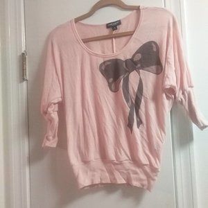 "about a girl" raglan bow top, adult small